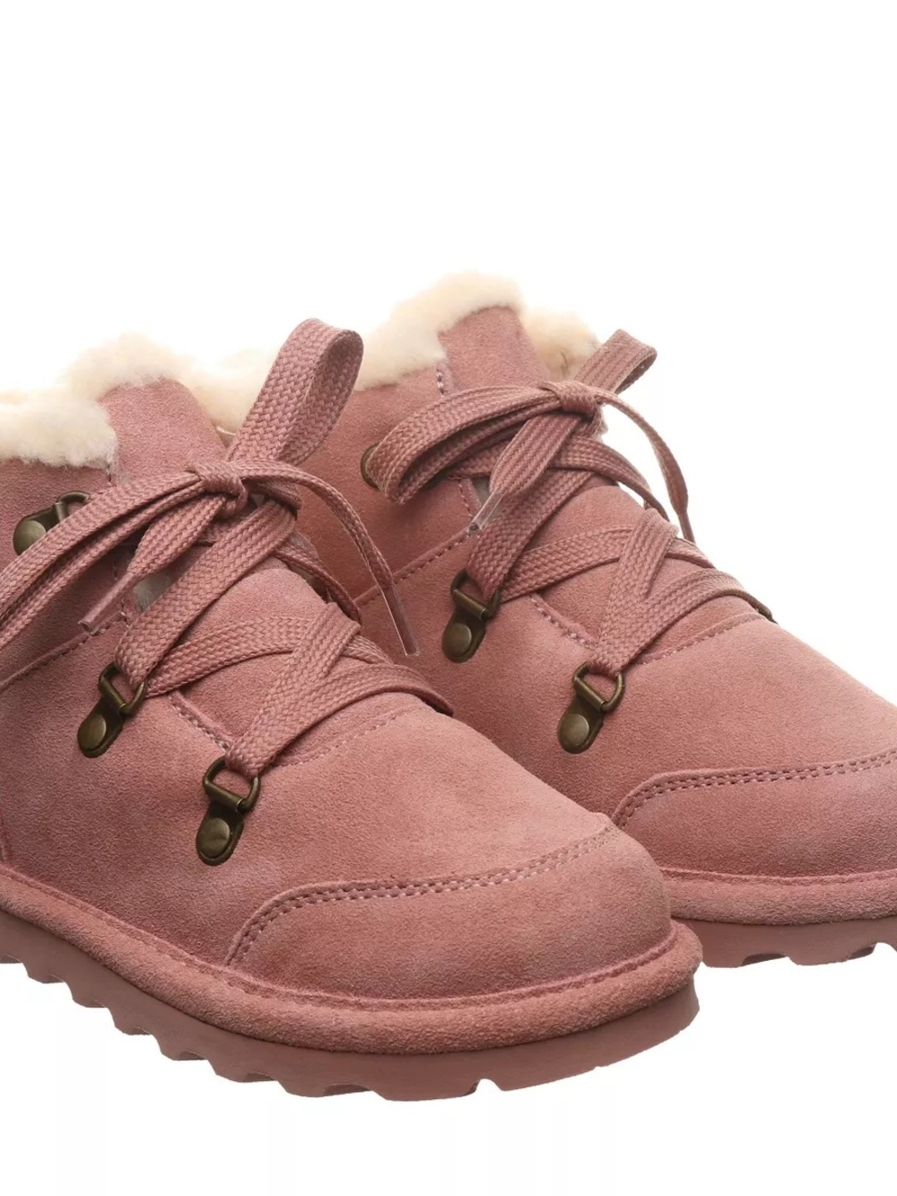 Bearpaw Girls' Matilda Suede Lace-Up Booties in Dusty Rose Size 13